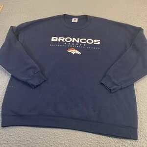 Denver Broncos Crewneck Sweater Mens 2XL Navy Blue NFL Team Apparel Pullover XXL